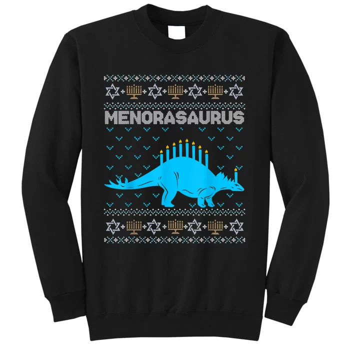 Funny Ugly Hanukkah Sweater Dinosaur Menorah Dino Boys Tall Sweatshirt