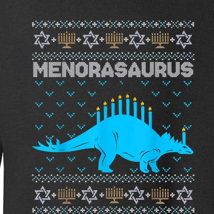 Funny Ugly Hanukkah Sweater Dinosaur Menorah Dino Boys Toddler Sweatshirt