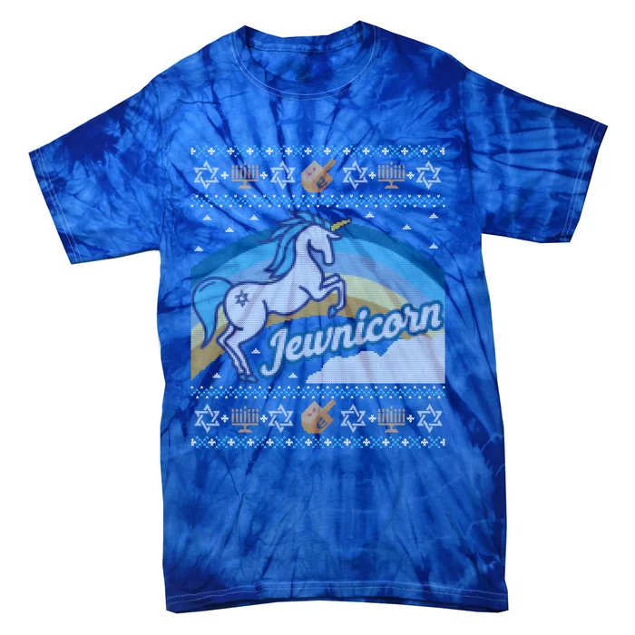 Funny Ugly Hanukkah Sweater Unicorn Jewnicorn Gift Tie-Dye T-Shirt