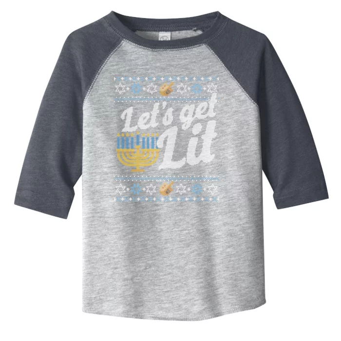 Funny Ugly Hanukkah Sweater Lets Get Litorah Toddler Fine Jersey T-Shirt