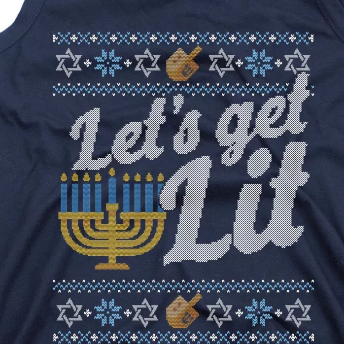 Funny Ugly Hanukkah Sweater Lets Get Litorah Tank Top