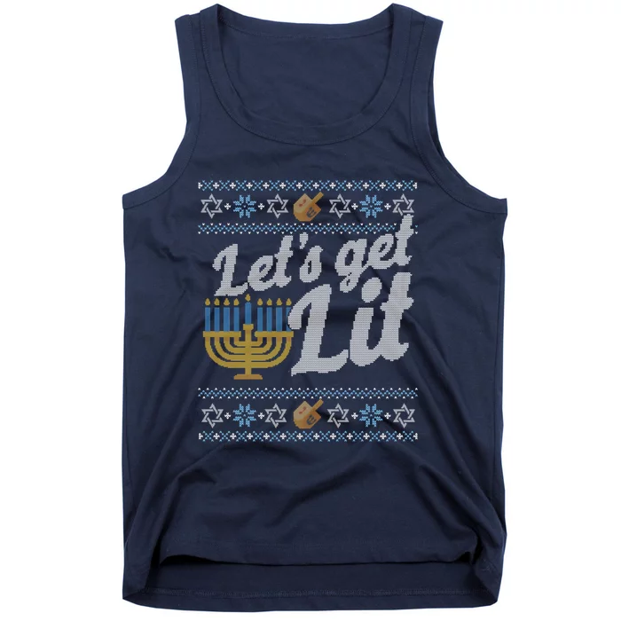 Funny Ugly Hanukkah Sweater Lets Get Litorah Tank Top