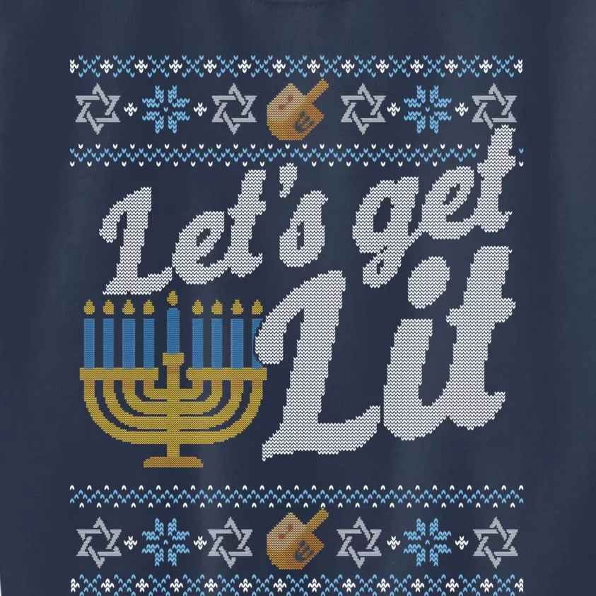 Funny Ugly Hanukkah Sweater Lets Get Litorah Kids Sweatshirt