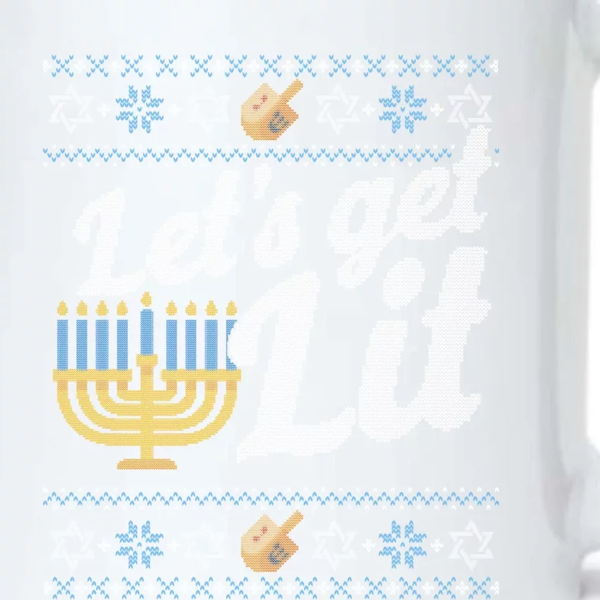 Funny Ugly Hanukkah Sweater Lets Get Lit Orah Cool Gift Black Color Changing Mug