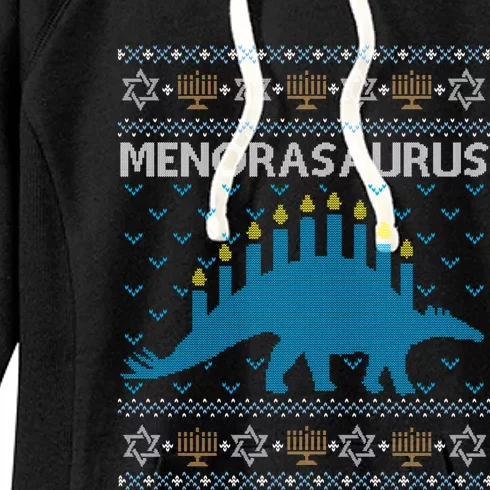 Funny Ugly Hanukkah Sweater Dinosaurorah Dino Women's Fleece Hoodie