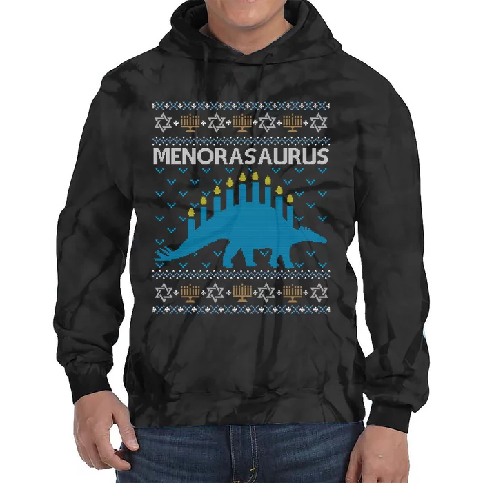 Funny Ugly Hanukkah Sweater Dinosaurorah Dino Tie Dye Hoodie