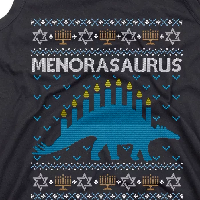 Funny Ugly Hanukkah Sweater Dinosaurorah Dino Tank Top