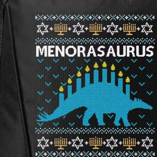 Funny Ugly Hanukkah Sweater Dinosaur Menorah Dino City Backpack