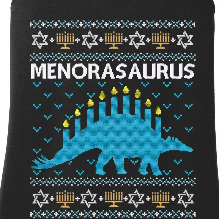 Funny Ugly Hanukkah Sweater Dinosaur Menorah Dino Ladies Essential Tank