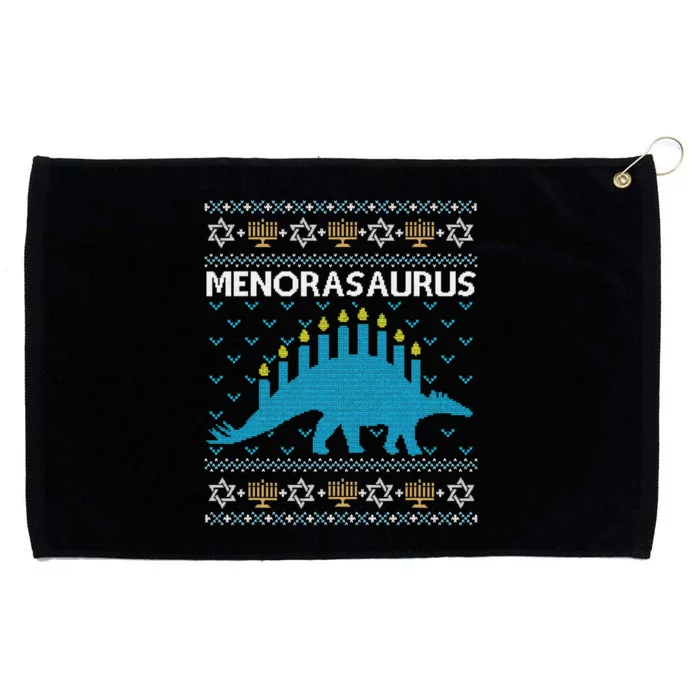 Funny Ugly Hanukkah Sweater Dinosaur Menorah Dino Grommeted Golf Towel