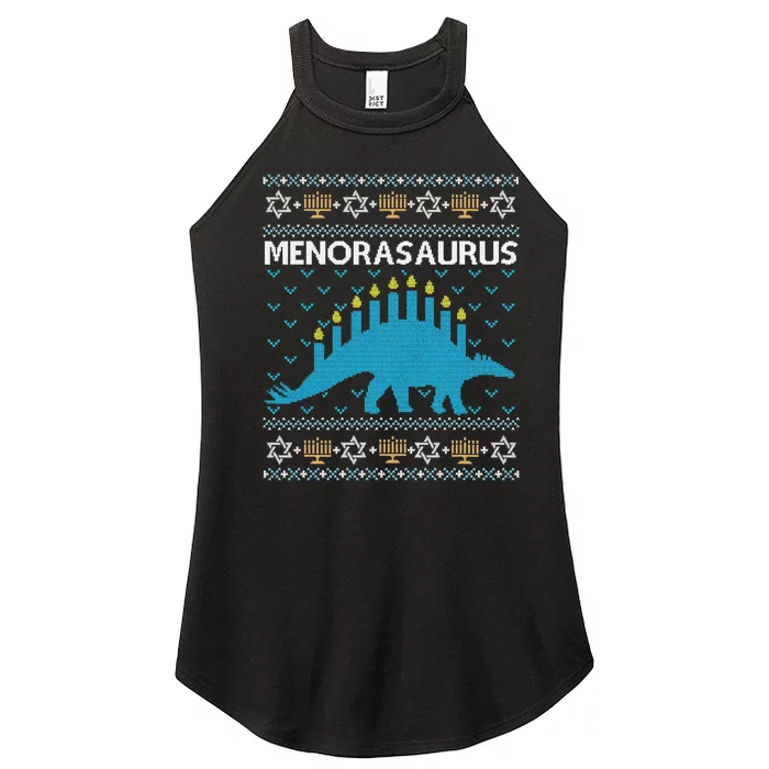 Funny Ugly Hanukkah Sweater Dinosaur Menorah Dino Women’s Perfect Tri Rocker Tank