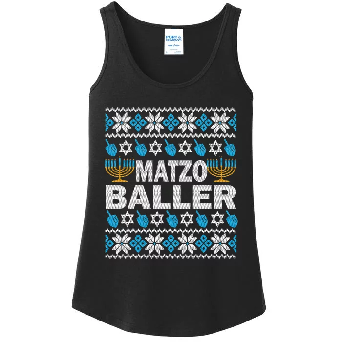 Funny Ugly Hanukkah Sweater Matzo Baller Matzah Jewish Ladies Essential Tank