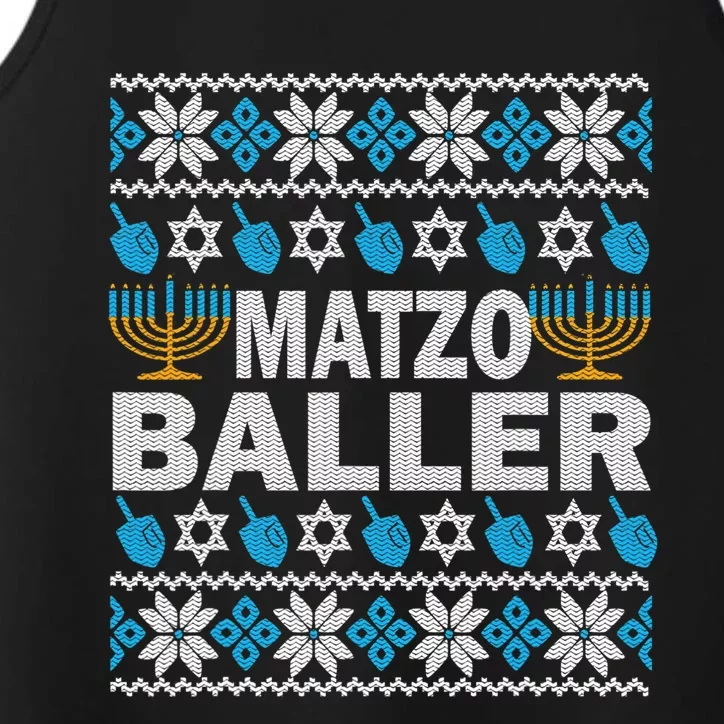 Funny Ugly Hanukkah Sweater Matzo Baller Matzah Jewish Performance Tank