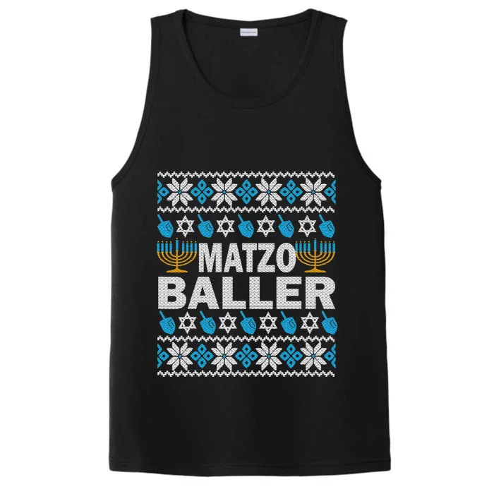 Funny Ugly Hanukkah Sweater Matzo Baller Matzah Jewish Performance Tank