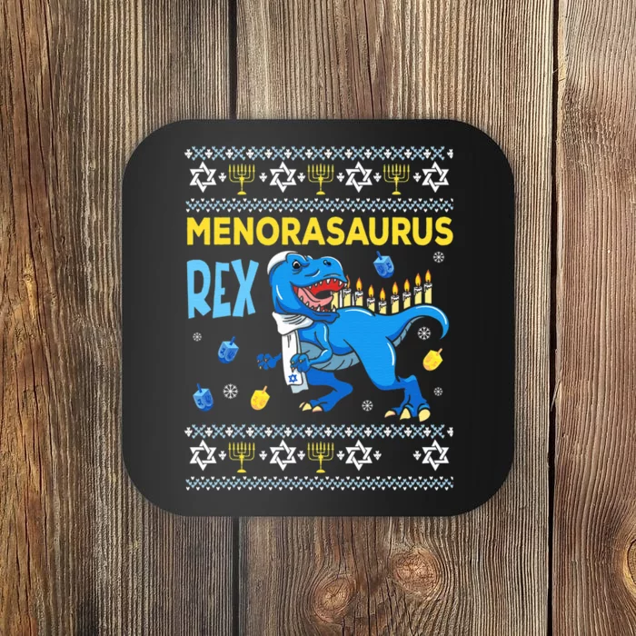 Funny Ugly Hanukkah Sweater Menorasaurus Rex Menorah Coaster