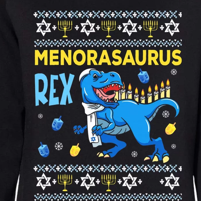 Funny Ugly Hanukkah Sweater Menorasaurus Rex Menorah Womens California Wash Sweatshirt