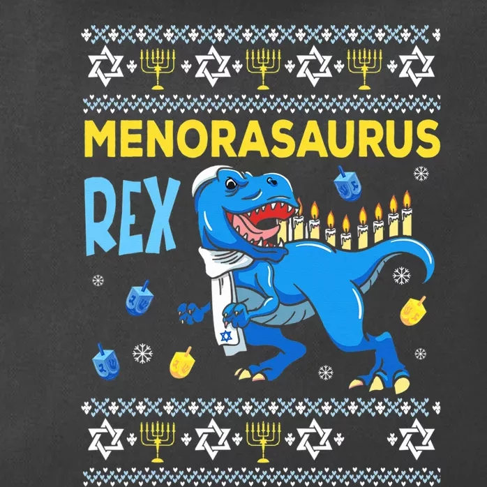 Funny Ugly Hanukkah Sweater Menorasaurus Rex Menorah Zip Tote Bag