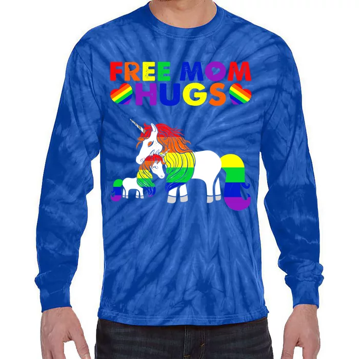 Funny Unicorn In Rainbow Free Mom Hugs Gay Lgbt Pride Great Gift Tie-Dye Long Sleeve Shirt