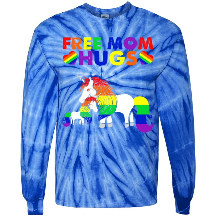 Funny Unicorn In Rainbow Free Mom Hugs Gay Lgbt Pride Great Gift Tie-Dye Long Sleeve Shirt