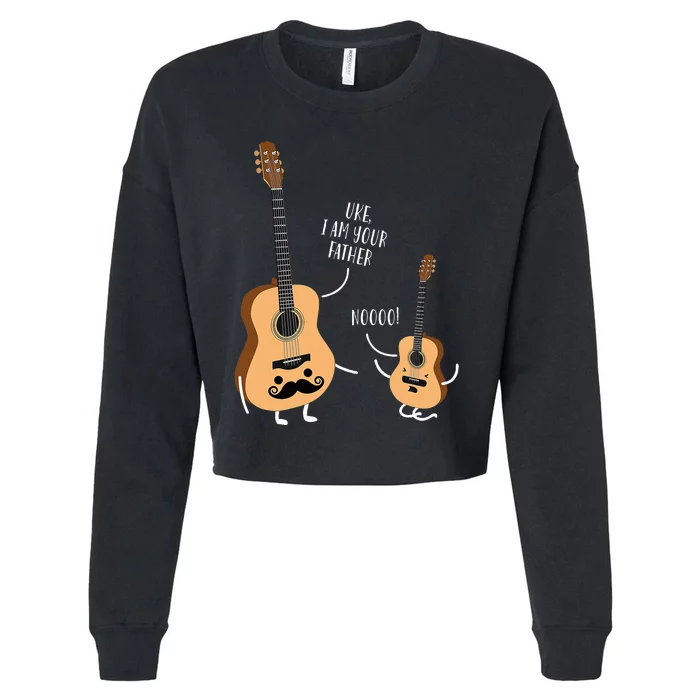 Funny Uke I Am Your Father Ukulele Guitar Cropped Pullover Crew