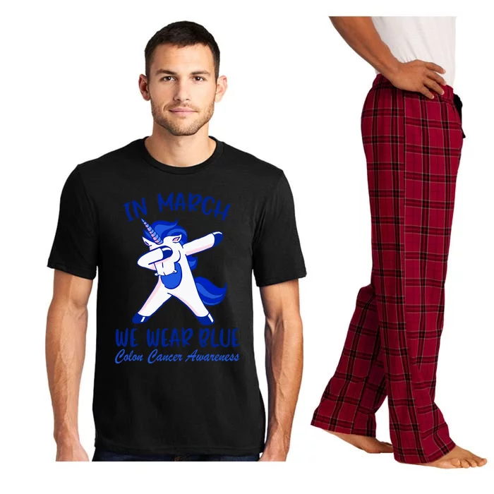 Funny Unicorn In March We Wear Blue Colon Cancer Awareness Funny Gift Pajama Set