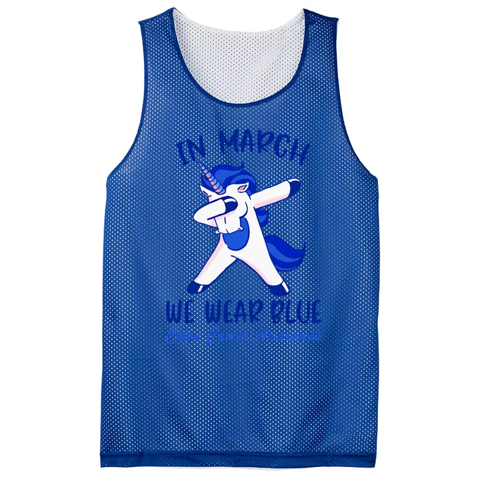 Funny Unicorn In March We Wear Blue Colon Cancer Awareness Funny Gift Mesh Reversible Basketball Jersey Tank