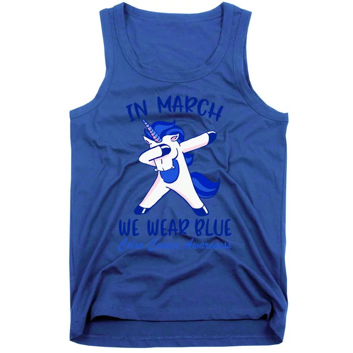 Funny Unicorn In March We Wear Blue Colon Cancer Awareness Funny Gift Tank Top