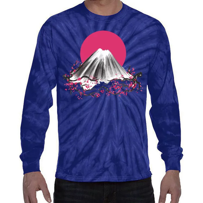 Fuji Mountain Japanese Nature Tie-Dye Long Sleeve Shirt