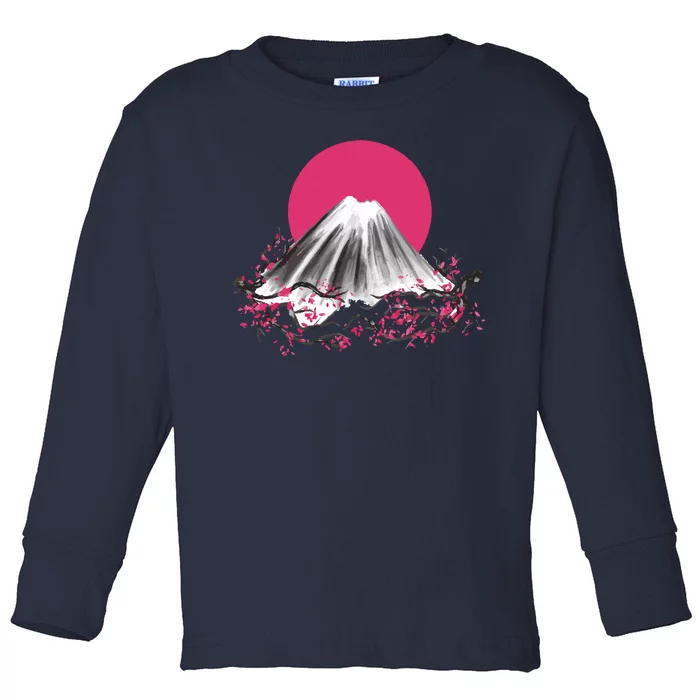 Fuji Mountain Japanese Nature Toddler Long Sleeve Shirt