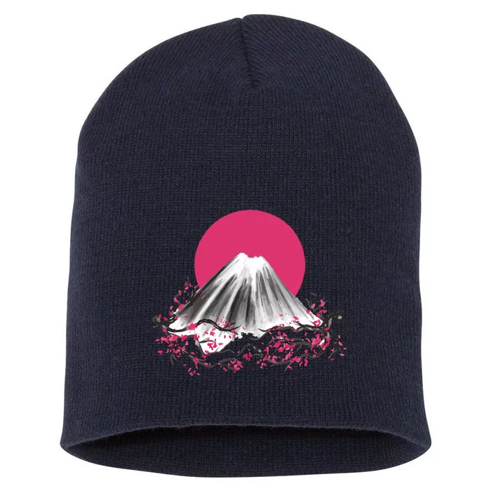 Fuji Mountain Japanese Nature Short Acrylic Beanie