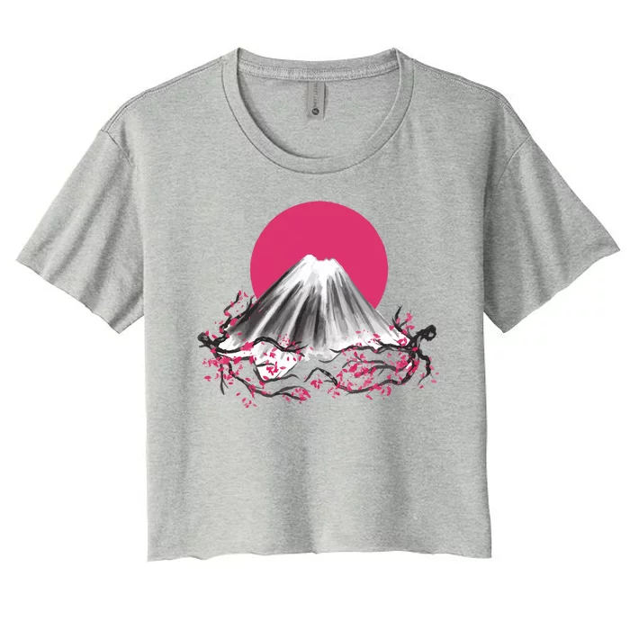 Fuji Mountain Japanese Nature Women's Crop Top Tee