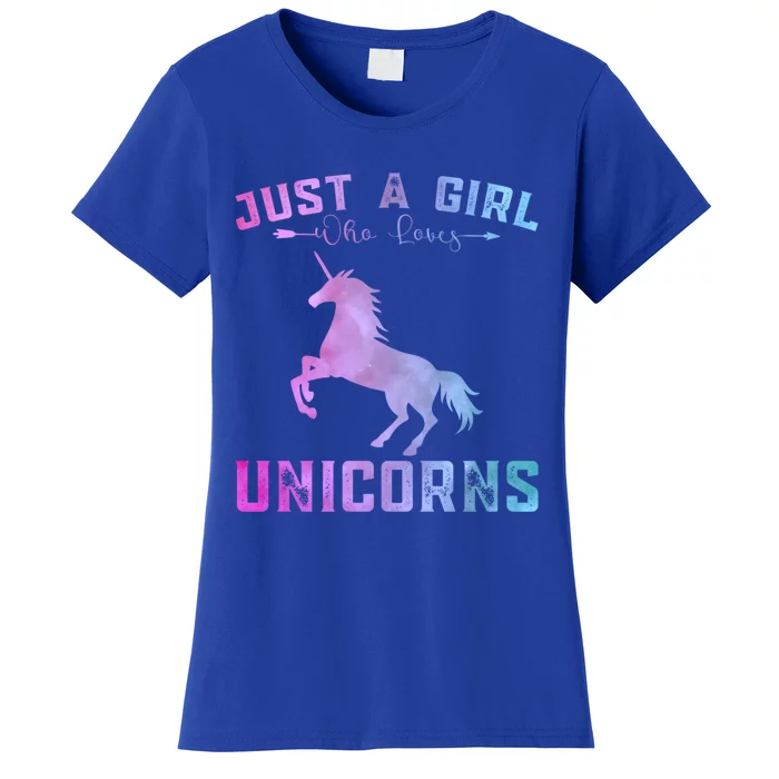 Funny Unicorns Lover Just A Who Loves Unicorns Great Gift Women's T-Shirt