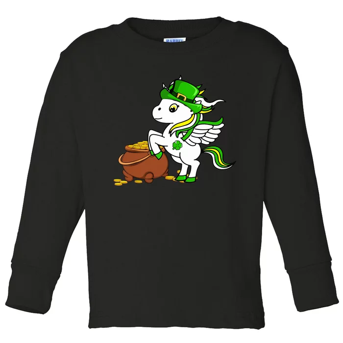 Funny Unicorn Leprechaun Hat St Patricks Day Gifts Girl Toddler Long Sleeve Shirt