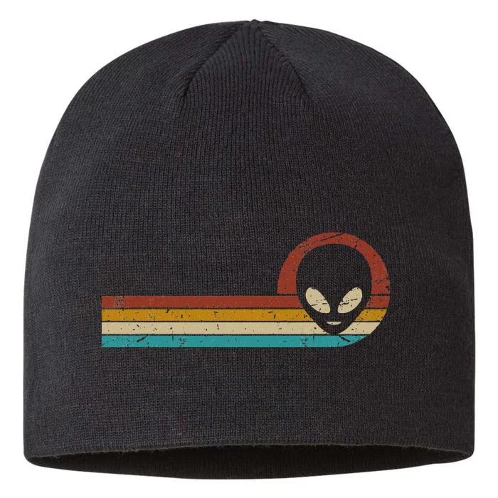 Funny Ufo Lover Retro Style Vintage Alien Space 8 1/2in Sustainable Knit Beanie