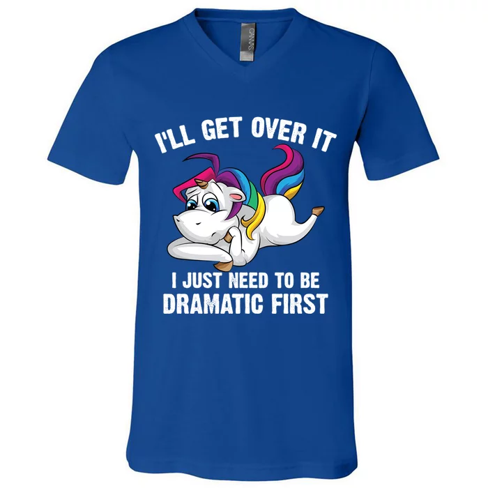 Funny Unicorn Lover Gift Cute Drama Queen Cute Gift V-Neck T-Shirt