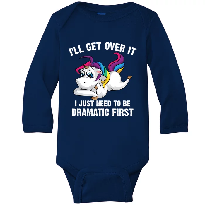 Funny Unicorn Lover Gift Cute Drama Queen Cute Gift Baby Long Sleeve Bodysuit