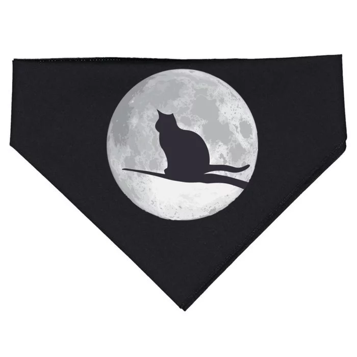 Full Moon Cat Silhouette Halloween USA-Made Doggie Bandana