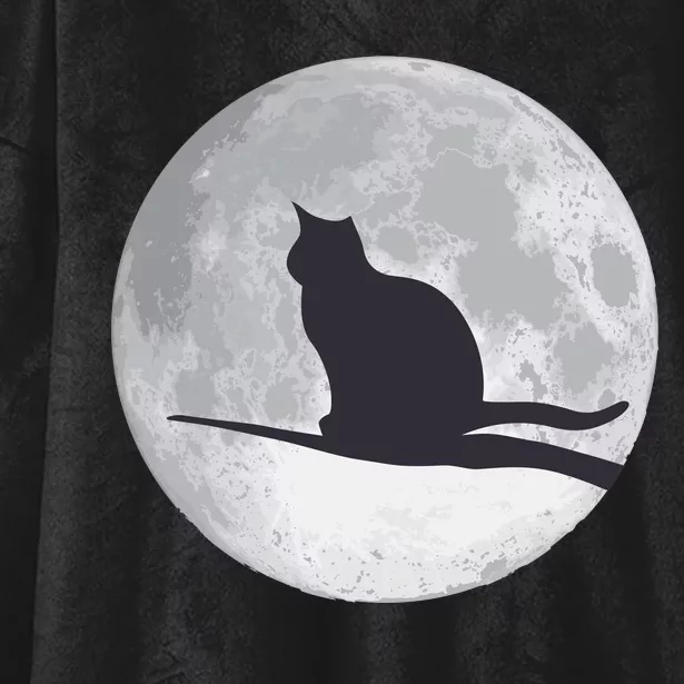 Full Moon Cat Silhouette Halloween Hooded Wearable Blanket