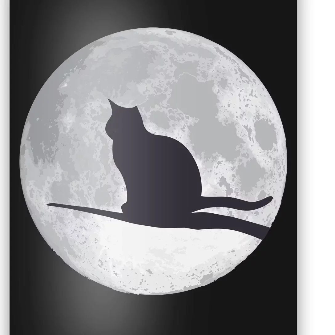 Full Moon Cat Silhouette Halloween Poster