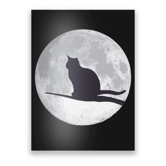 Full Moon Cat Silhouette Halloween Poster