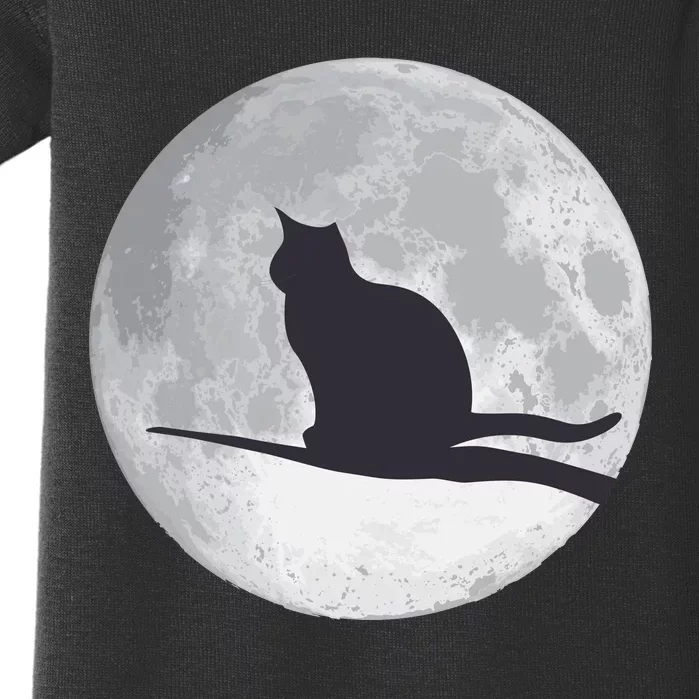 Full Moon Cat Silhouette Halloween Baby Bodysuit