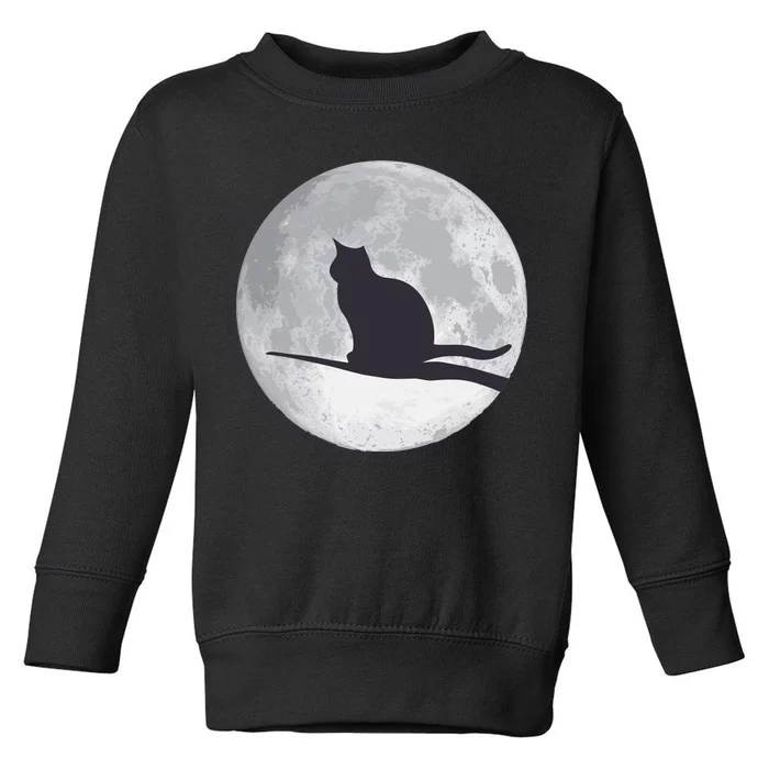 Full Moon Cat Silhouette Halloween Toddler Sweatshirt