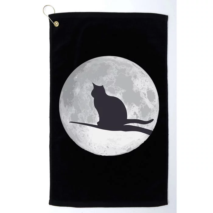 Full Moon Cat Silhouette Halloween Platinum Collection Golf Towel