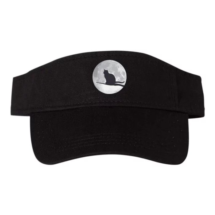 Full Moon Cat Silhouette Halloween Valucap Bio-Washed Visor