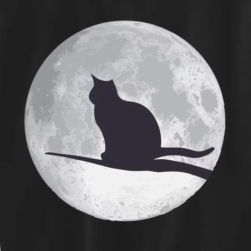 Full Moon Cat Silhouette Halloween Kids Sweatshirt