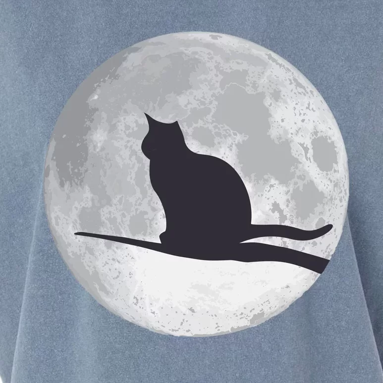 Full Moon Cat Silhouette Halloween Garment-Dyed Women's Muscle Tee