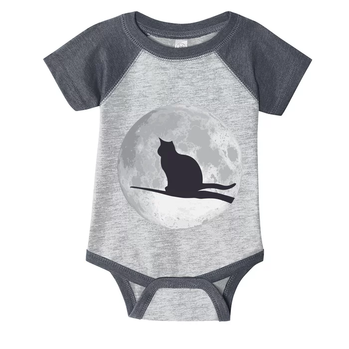 Full Moon Cat Silhouette Halloween Infant Baby Jersey Bodysuit