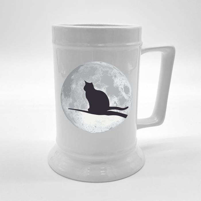 Full Moon Cat Silhouette Halloween Front & Back Beer Stein