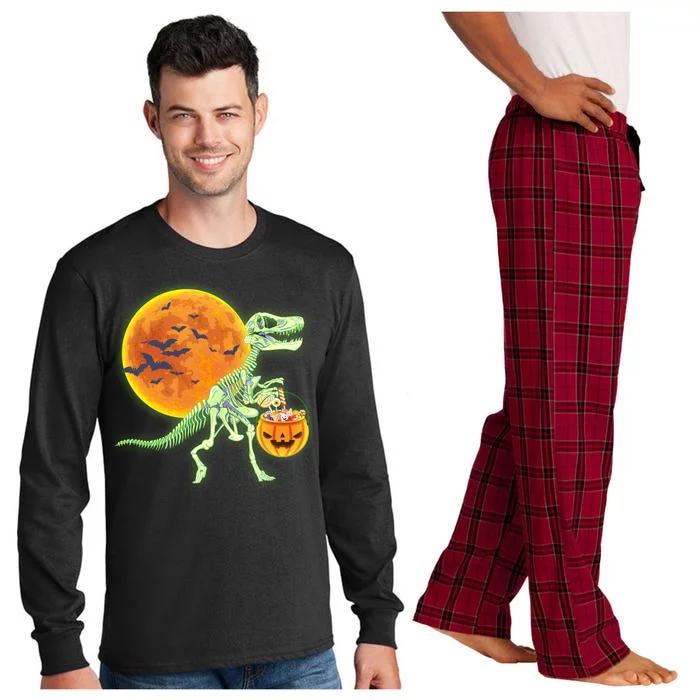 Full Moon T-Rex Dinosaur Skeleton Candy Long Sleeve Pajama Set