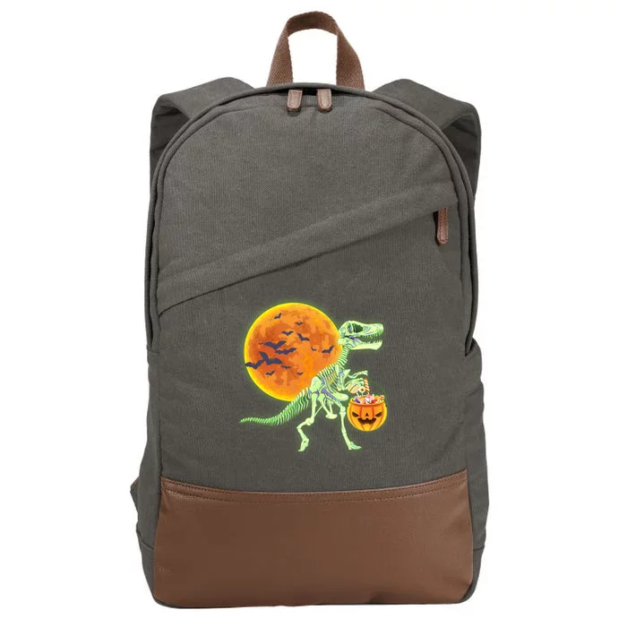 Full Moon T-Rex Dinosaur Skeleton Candy Cotton Canvas Backpack